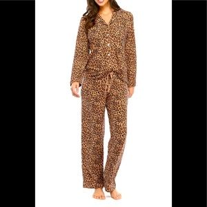 Jones New York Brushed Jersey Leopard Print PJ Set